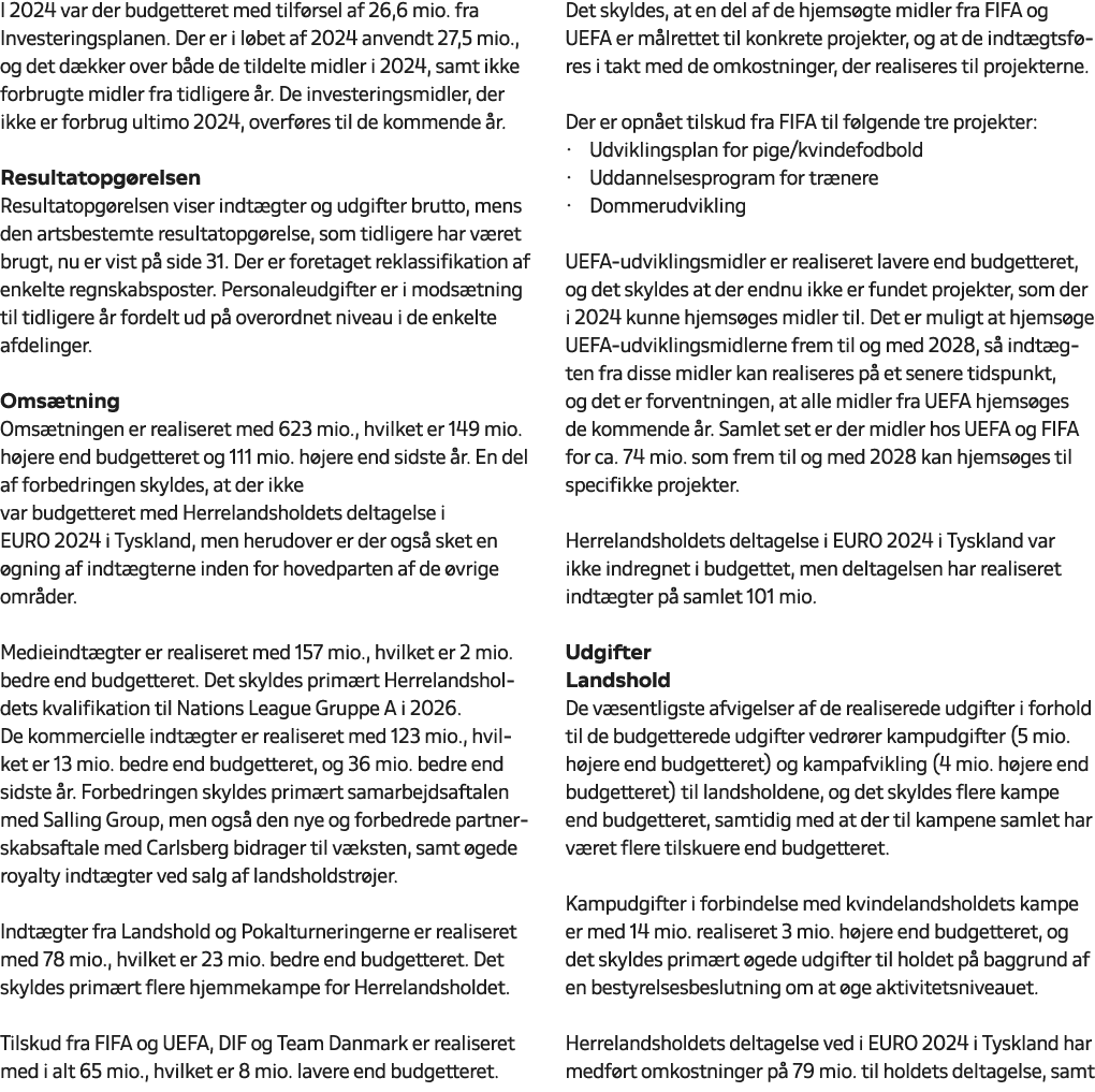 I 2024 var der budgetteret med tilf rsel af 26,6 mio. fra Investeringsplanen. Der er i l bet af 2024 anvendt 27,5 mio...